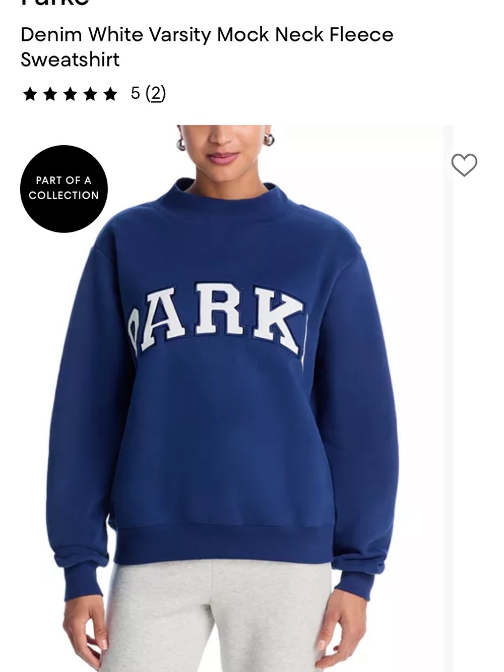PARKE  Mock Neck Fleece Sweatshirt - Blue